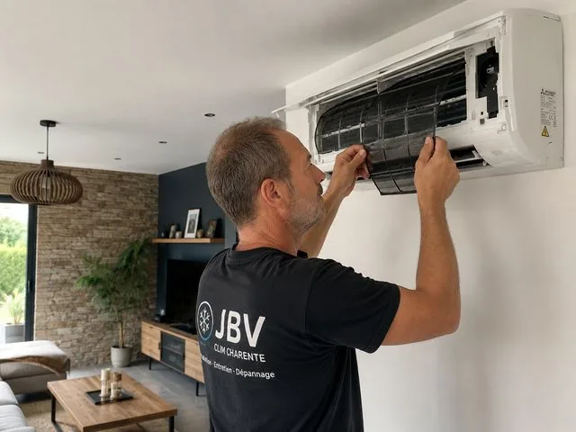 Entretien et nettoyage d'un filtre de climatisation par JBV Clim Charente